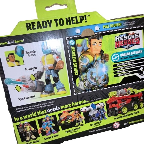 RESCUE HEROES CARLOS KITBASH ACTION FIGURE WITH ACCESSORIES -Fisher Price - Picture 3 of 12